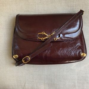 Gucci Vintage Shoulder Bag Horsebit Clutch Patent Leather